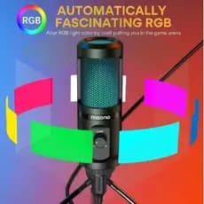MAONO Gaming Microfone USB Desktop Podcast, Luz Pulsante com Ganho, Streaming, YouTube