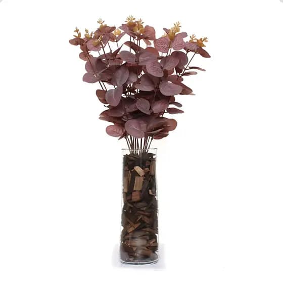 Arranjos Artificiais de Mesa Grande Planta Decorativa Vaso de Vidro Jantar