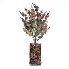 Arranjo de Mesa Vaso com Planta Artificial Jade Folhas de Eucalipto