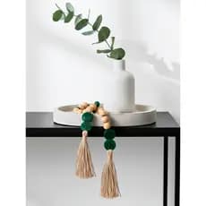 Colar de Mesa Decorativo Estilo Boho Chic Decoração de Mesa e Aparador - Feito com Madeira Natural - Tamanho 110 CM