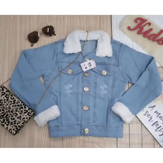 Jaqueta jeans com pelinho infantil
