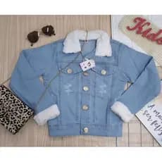 Jaqueta jeans com pelinho infantil