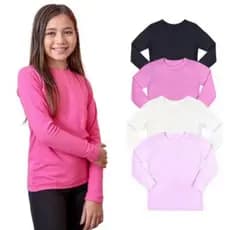 Kit 4 blusas manga longa infantil e juvenil 2 ao 16 malha viscolaycra