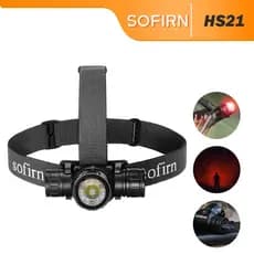 SOFIRN HS21 LED Recarregável Com Comutação De Luz Vermelha E Branca 18650 Farol De Carregamento USB