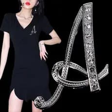[Newchangd] Cristal Strass 26 Letras Mulheres Colar Broche Pin Corsage Bouquet Joias BR