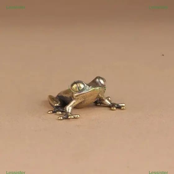 leesisters Retro Latão Mini Sapo Miniaturas Estatuetas Vintage Animal Estatueta Ornamentos De Mesa Decoração Para Casa A