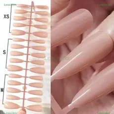 leesisters 30 Pçs Simples Cor Da Pele Rosa Unhas Falsas Conjunto De Longas Imprensa Em Cobertura Completa Ferramentas De