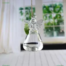 leesisters 1 Peça Vaso De Flores De Vidro Transparente Em Forma De Anjo Pendurado Plantas Decoração De Jardim BR