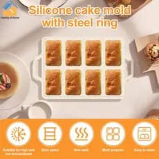 Mini Forma De Pão Antiaderente De Silicone Panelas De 8 Cavidades Retangular Muffin Pan Com Estrutura Reforçada De Metal