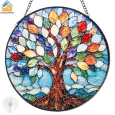 Vitral Suncatcher Árvore Da Vida Janela Pendurada Ornamento SHOPSKC7738