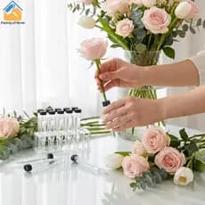 Tubo De Água Com Haste Floral , 50 Peças , À Prova De Vazamento , Plástico Transparente , Flor , Frasco Tampa Para Flori