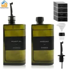 Dispensador De Azeite De Vidro , 2 Peças , 500 ml , Garrafa Dispensadora De Vinagre De Grande Capacidade Com Funil SHOPS