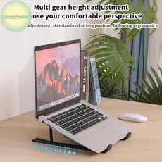 ADS Laptop Cooler Base Stand Dobrável Cooling Pad Holder Portátil Notebook Radiador Braet Aumentar Ra Com 1 Ventiladores