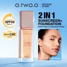 O.TWO.O Haute All Day Coverage Foundation Fundação Leve E Sem Falhas 4 Cores Naturais Suaves 30ML