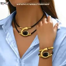 LUCKY Conjunto De 2 Peças De Joias Boêmias , Acessórios Geométricas , Pulseira De Colar , Design Em Camadas