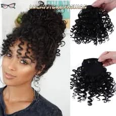 LUCKYSTORE Peruca Franja Encaracolada , Extensões De Cabelo Resistentes Ao Calor , Grampo Em Peças
