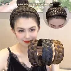 Luckystoree Peruca Trança Tiara Larga Engrossada Faixa De Cabelo