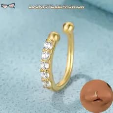 Anéis De Nariz Falsos Luckystoree , Joias Hipoalergênicas De Piercing Em Cor Dourada E Prateada , Ajustáveis