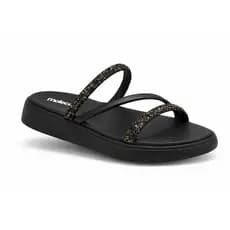 Papete Feminina Moleca Slide Leve Confortável Tiras Brilho Tendência Flatform Macia Original