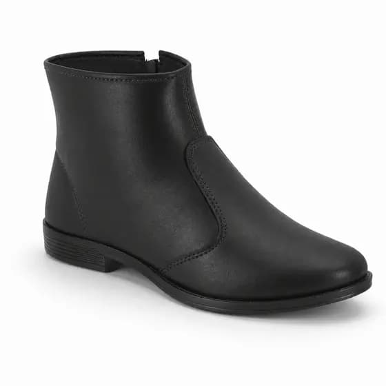 Bota Moleca Cano Curto Feminina Básica Dia a Dia Zíper Minimalista Versátil Confortável Original