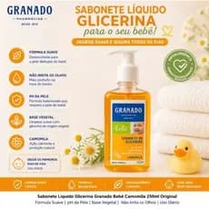 Sabonete Líquido Bebê Camomila 250ml - Granado Original Glicerina Hipoalergênico Pele Sensível Não Irrita os Olhos