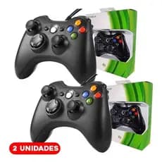 Kit Controle Para Xbox360 E Pc Gamer Kit C/ 2unidades Preto