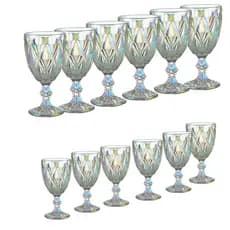 Jogo 12 Taças Furtacor 300ml e 50ml Copos Vidro Transparente Cozinha Holográfico Bebidas