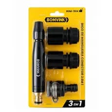 Kit 3 Em 1 Bico Alta Pressão Para Mangueira + Conector Top