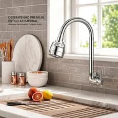 Torneira Gourmet Flexível de Parede METAL Inox Cozinha gourmet Chuveirinho Cozinha Parede