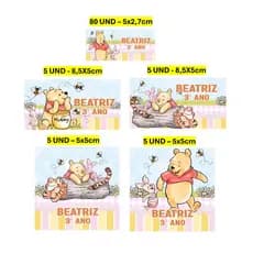 Etiqueta Escolar 100 unidades Ursinho Pooh Etiqueta para material escolar Personalizada