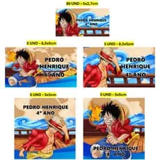 Etiqueta Escolar 100 unidades One Piece Etiqueta para material escolar Personalizada