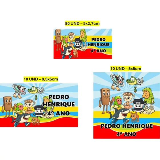 Etiqueta Escolar 100 unidades Italian Brainrot Etiqueta para material escolar Personalizada