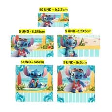 Etiqueta Escolar 100 unidades Stitch Surfista Etiqueta para material escolar Personalizada