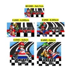 Etiqueta Escolar 100 unidades Mario Kart Etiqueta para material escolar Personalizada