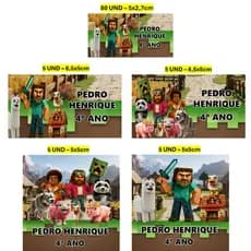 Etiqueta Escolar 100 unidades Minecraft Etiqueta para material escolar Personalizada