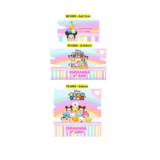 Etiqueta Escolar 100 unidades Tsum Tsum Etiqueta para material escolar Personalizada