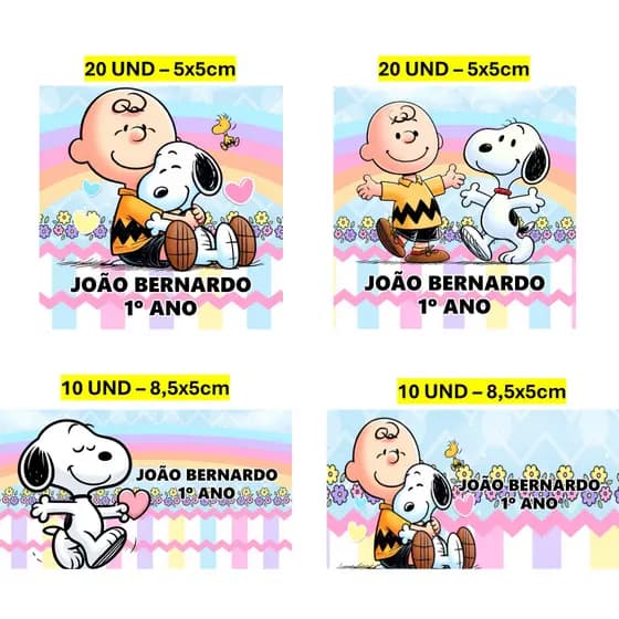 Etiqueta Escolar 60 unidades Snoopy Etiqueta para material escolar Personalizada