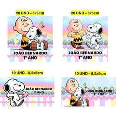 Etiqueta Escolar 60 unidades Snoopy Etiqueta para material escolar Personalizada