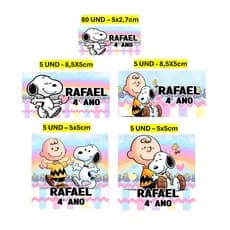 Etiqueta Escolar 100 unidades Snoopy Etiqueta para material escolar Personalizada
