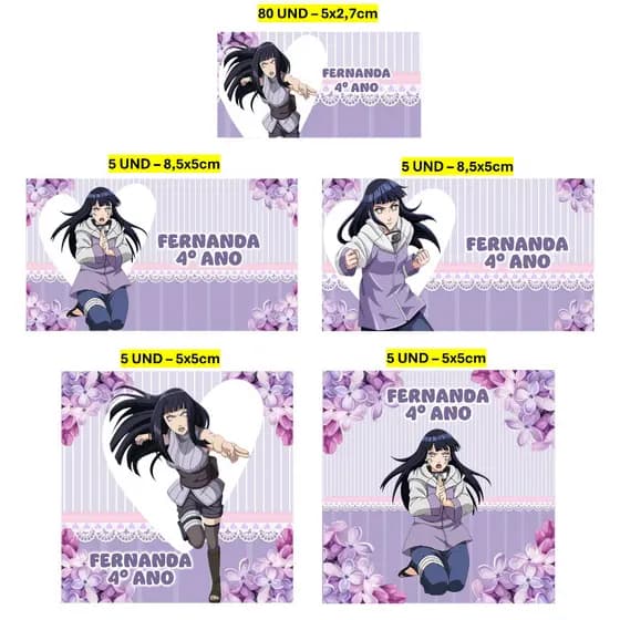 Etiqueta Escolar 100 unidades Hinata Etiqueta para material escolar Personalizada
