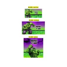 Etiqueta Escolar 100 unidades Hulk Etiqueta para material escolar Personalizada