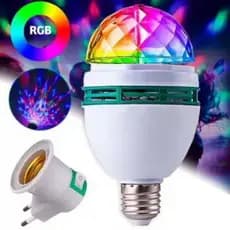Lâmpada Giratória Colorida Led Bola Maluca Rgb + Adaptador Tomada - LEY-07