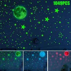 1049 Pcs Glow in The Dark Stars E Lua Adesivos De Parede Adesivo Brilhante Estrelas Decalques Da Para Crianças Teto Quarto Paredes Decoração