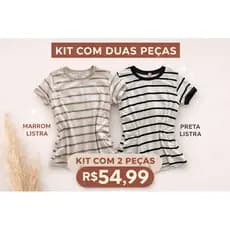 Kit 2 Camisetas Femininas Listradas Malha Viscolycra