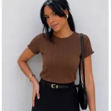 Blusa Feminina Canelada Manga Curta | Malha Confortável | Básica Ajustada | Promoção 29,99|baby look básica