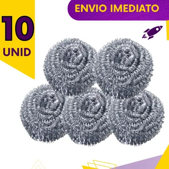 Kit 10 ou 5 un - Esponja de Aço Inox - Não Enferruja - Limpeza Pesada Panelas Grelhas