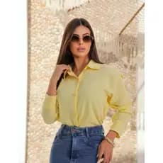 Camisa Social Duna Linho Feminina – Moda Executiva Casual Elegante