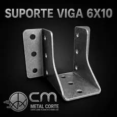 Kit 4 Suportes Para Viga Pergolado 6x10 Aço Galvanizado Chapa 3,2mm Alta Resistência Durável