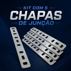 Kit 5 Chapas De Junção Com Ajuste 20x150mm Aço Galvanizado Reforço Para Madeira Estruturas