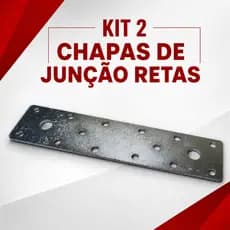 Kit 2 Chapas Retas de Junção 40x180x3mm Aço Galvanizado Reforço para Madeira MDF Móveis e Estruturas